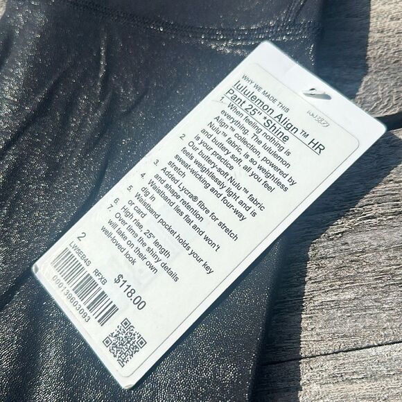 Lululemon Align High-Rise Pant 25" Shine size 2 NWT Radiate Foil Print Black - Picture 3 of 6